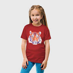 Футболка хлопковая детская Тигра оранжевый, цвет: красный — фото 2