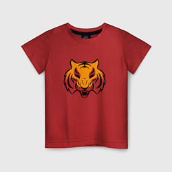 Футболка хлопковая детская Тигр логотип, цвет: красный