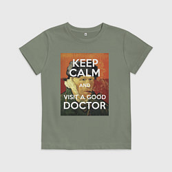 Футболка хлопковая детская Успокойся и сходи к хорошему доктору!, цвет: авокадо