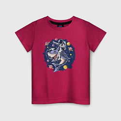 Детская футболка Космонавт верхом на акуле