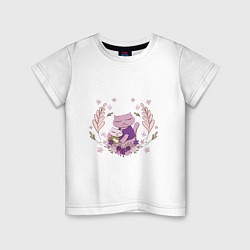 Детская футболка Розовые кошечка с котёнком в рамочке из цветов