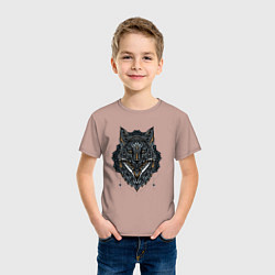 Футболка хлопковая детская ЭТНИЧЕСКАЯ ЛИСА, АБСТРАКЦИЯ, цвет: пыльно-розовый — фото 2