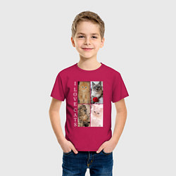Футболка хлопковая детская I LOVE CATS Я ЛЮБЛЮ КОШЕК, цвет: маджента — фото 2