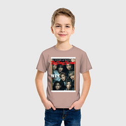 Футболка хлопковая детская BTS БТС на обложке журнала, цвет: пыльно-розовый — фото 2