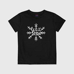Футболка хлопковая детская Snowflake Let it snow, цвет: черный