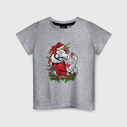 Футболка хлопковая детская Unicorn Santa, цвет: меланж
