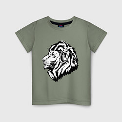 Детская футболка Лев в наушниках