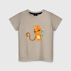 Детская футболка Тигр с мороженым - символ года
