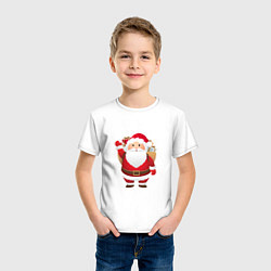 Футболка хлопковая детская Санта-Клаус подарки, цвет: белый — фото 2