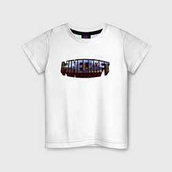 Футболка хлопковая детская Minecraft Логотип, цвет: белый