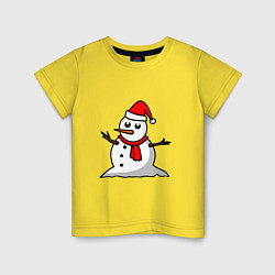 Футболка хлопковая детская Двухсторонний снеговик, цвет: желтый