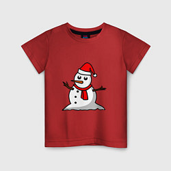 Футболка хлопковая детская Двухсторонний снеговик, цвет: красный