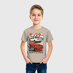 Футболка хлопковая детская Nissan Skyline Ниссан Скайлайн, цвет: миндальный — фото 2