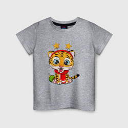Детская футболка Маленький тигренок со звездочками на голове