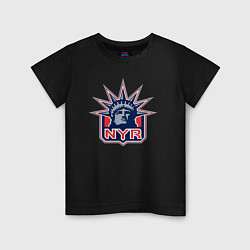 Футболка хлопковая детская Нью Йорк Рейнджерс New York Rangers, цвет: черный