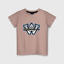 Футболка хлопковая детская Wilmington sharks - baseball team, цвет: пыльно-розовый