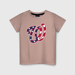 Футболка хлопковая детская Washington Nationals - baseball team, цвет: пыльно-розовый