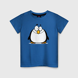 Футболка хлопковая детская Глазастый пингвин, цвет: синий