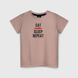 Детская футболка Eat оливье Sleep Repeat