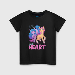 Футболка хлопковая детская My Little Pony Follow your heart, цвет: черный
