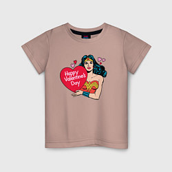 Футболка хлопковая детская Wonder Woman Valentine, цвет: пыльно-розовый