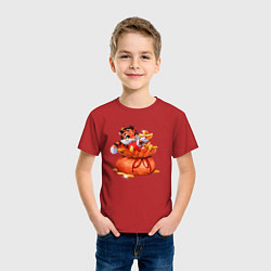 Футболка хлопковая детская Денежный тигр символ 2022, цвет: красный — фото 2