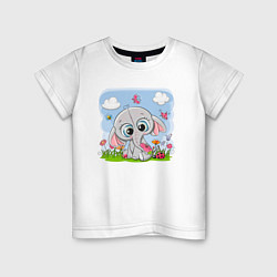Детская футболка Слоненок на полянке