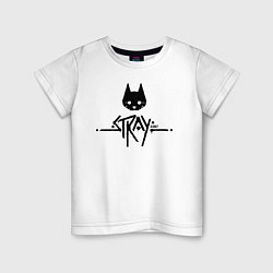 Футболка хлопковая детская Stray: Black Logo, цвет: белый