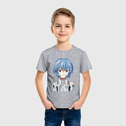 Футболка хлопковая детская Neon Genesis Evangelion Рей, цвет: меланж — фото 2