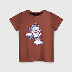 Детская футболка Единорожка верхом на радуге