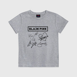 Футболка хлопковая детская BLACKPINK АВТОГРАФЫ ЧЁРНЫЙ БЛЭКПИНК, цвет: меланж