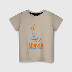 Футболка хлопковая детская Senior Shawa Developer, цвет: миндальный