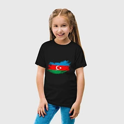 Футболка хлопковая детская Флаг - Азербайджан, цвет: черный — фото 2