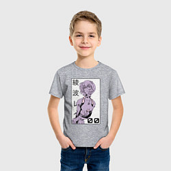 Футболка хлопковая детская Neon Genesis Evangelion Рей 09, цвет: меланж — фото 2