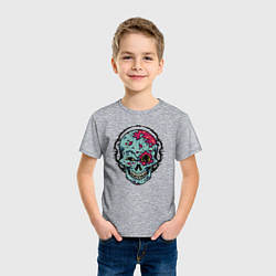 Футболка хлопковая детская Cool skull! Grin!, цвет: меланж — фото 2