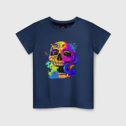 Футболка хлопковая детская Art skull!, цвет: тёмно-синий