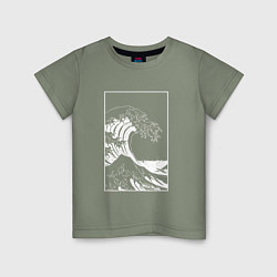 Футболка хлопковая детская Japan waves Японская волна, цвет: авокадо