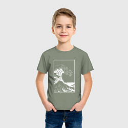 Футболка хлопковая детская Japan waves Японская волна, цвет: авокадо — фото 2