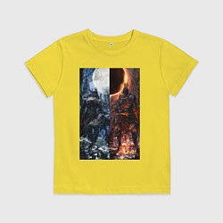 Футболка хлопковая детская Dark Souls x Bloodborne Дарк Соулс, цвет: желтый