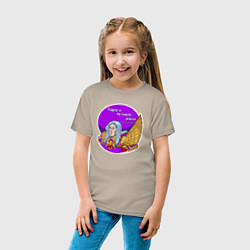 Футболка хлопковая детская А ещё я люблю фиолетовый контур, футболки, цвет: миндальный — фото 2