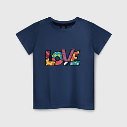 Футболка хлопковая детская Love pop-art, цвет: тёмно-синий