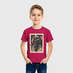 Футболка хлопковая детская Sova арт, цвет: маджента — фото 2