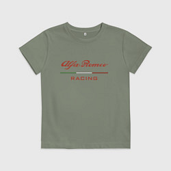 Футболка хлопковая детская Alfa Romeo racing - logo, цвет: авокадо