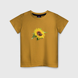 Детская футболка Бабочка на цветке подсолнуха
