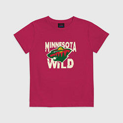 Футболка хлопковая детская Миннесота Уайлд, Minnesota Wild, цвет: маджента