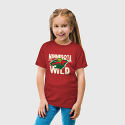 Футболка хлопковая детская Миннесота Уайлд, Minnesota Wild, цвет: красный — фото 2