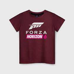 Футболка хлопковая детская Forza Horizon 6 logo, цвет: меланж-бордовый