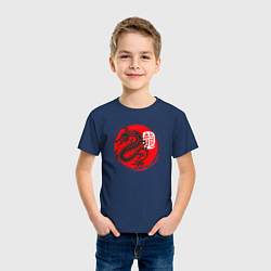 Футболка хлопковая детская Ниндзя дракон Япония, цвет: тёмно-синий — фото 2