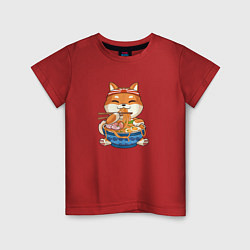 Детская футболка Shiba Inu Eating Ramen