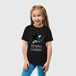 Футболка хлопковая детская Sharks are coming, Сан-Хосе Шаркс San Jose Sharks, цвет: черный — фото 2